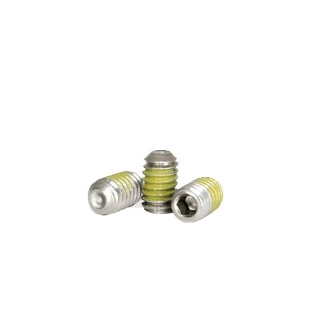Newport Fasteners Nylon Patch Set Screws Cup Point, 10-24 x 3/8", NI CU, 18-8, Hex Socket Drive , 100PK 281240-100